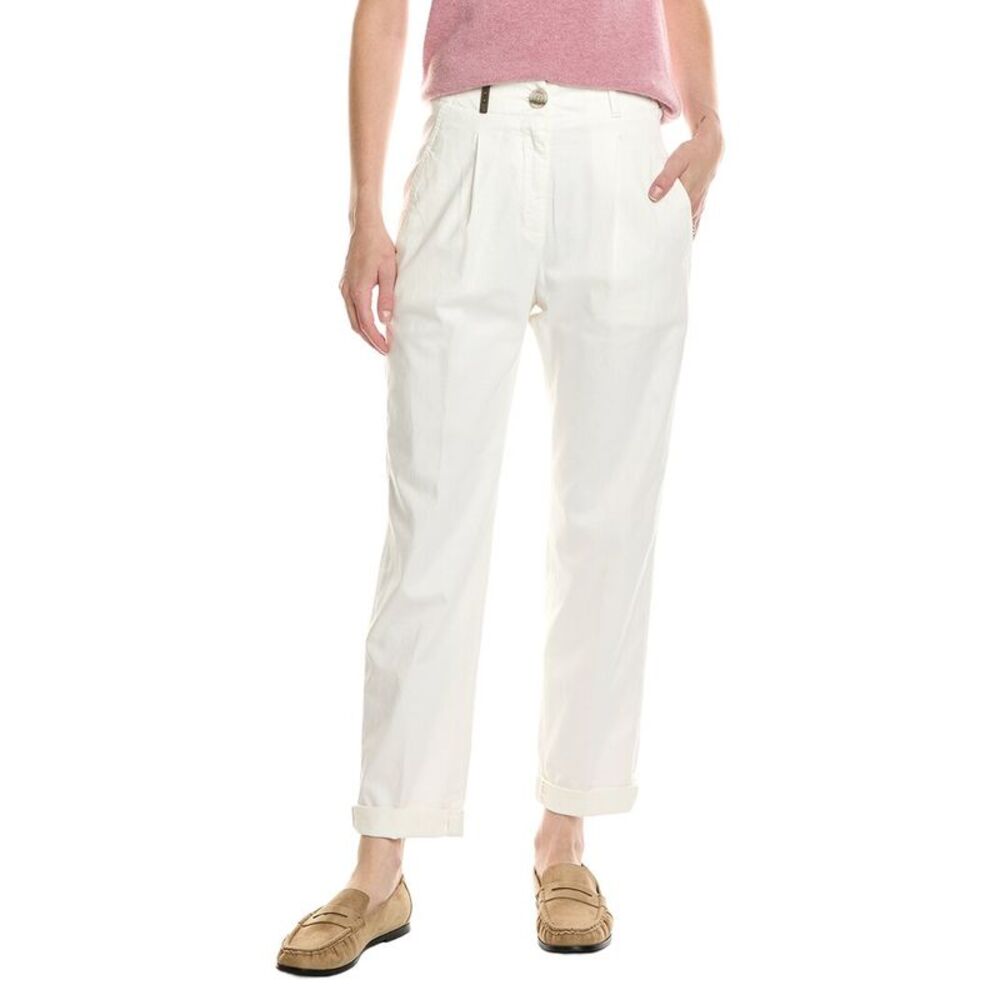Peserico Womens  Solid Trouser, White